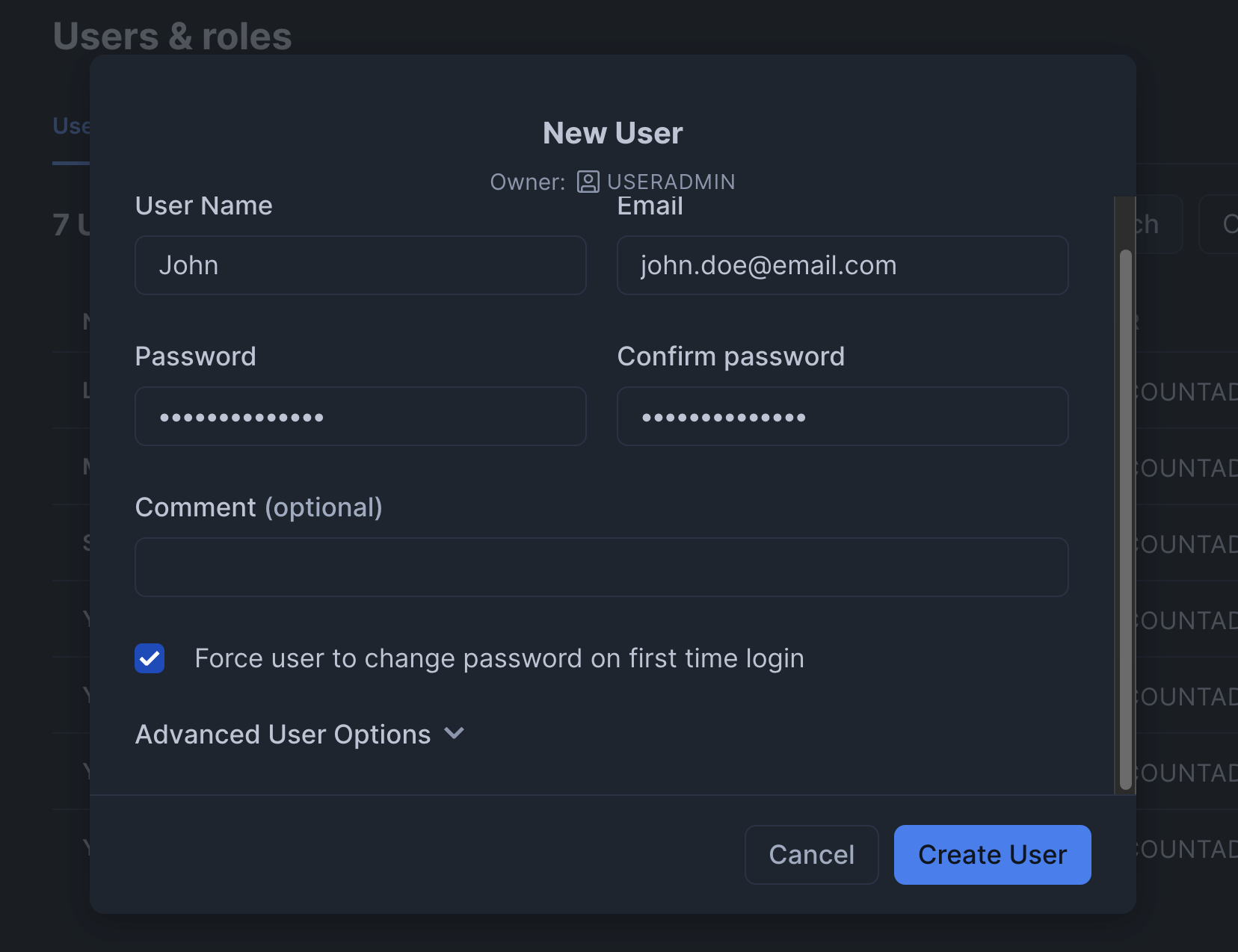 Create User